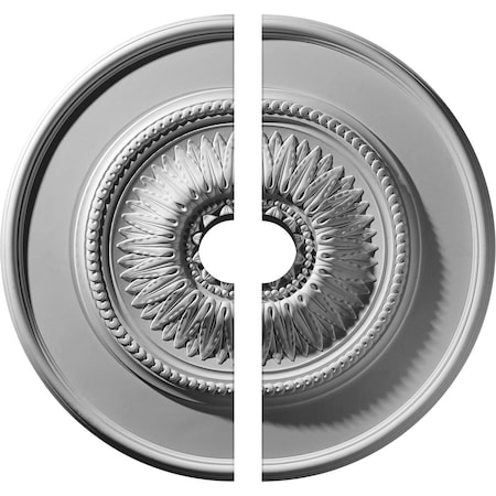 Ekena Millwork Floral Ceiling Medallion, Two Piece (Fits Canopies up to 3 1/2"), 23 1/2"OD x 3 1/2"ID x 2 3/4"P CM23FL2-03500